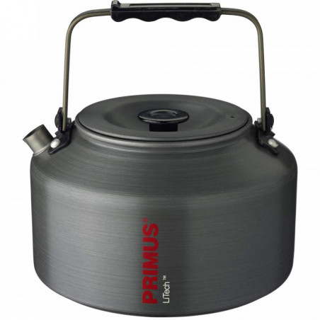 Bouilloire Primus Litech 1,5 L en aluminium anodisé pour bivouac, trekking et bushcraft avec poignée repliable isolée.