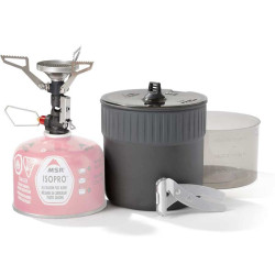 kit de cuisson trail duo msr avec réchaud puissant pocket rocket deluxe allumage piezo et régulateur de pression