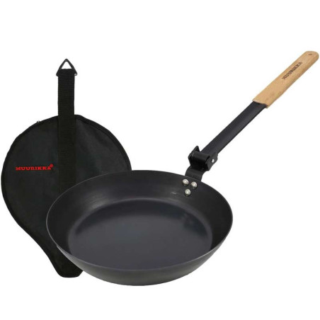 poele à frire acier 24 cm aven manche bois repliable muurikka