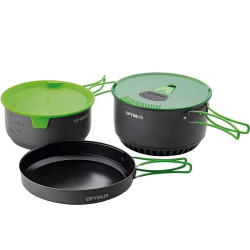 Kit cuisine Optimus Terra Camp 4 aluminium hard anodisé avec 2 casseroles, poêle 22 cm et thermobag
