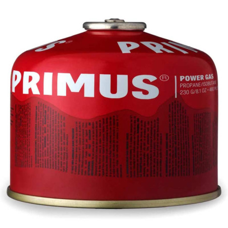 Cartouche gaz Primus Power Gas 230g propane isobutane compatible réchaud randonnée norme EN417
