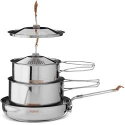 Set popote inox Primus CampFire Small batterie cuisine camping bushcraft casseroles poêle acier inox 18/8