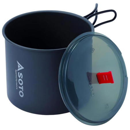 Popote SOTO New River Pot 1L aluminium anodisé ultralight avec couvercle translucide