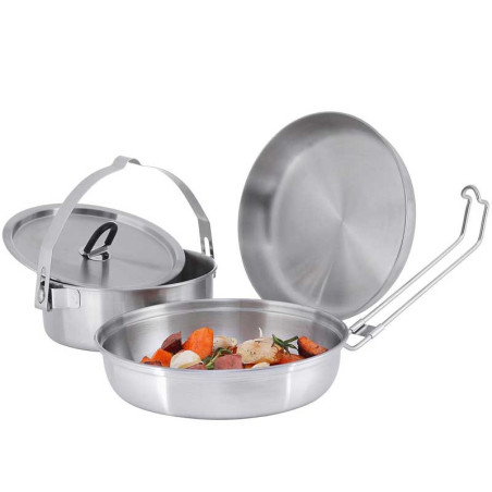 Popote inox Tatonka Camp Set Large bushcraft bivouac feu de camp survie